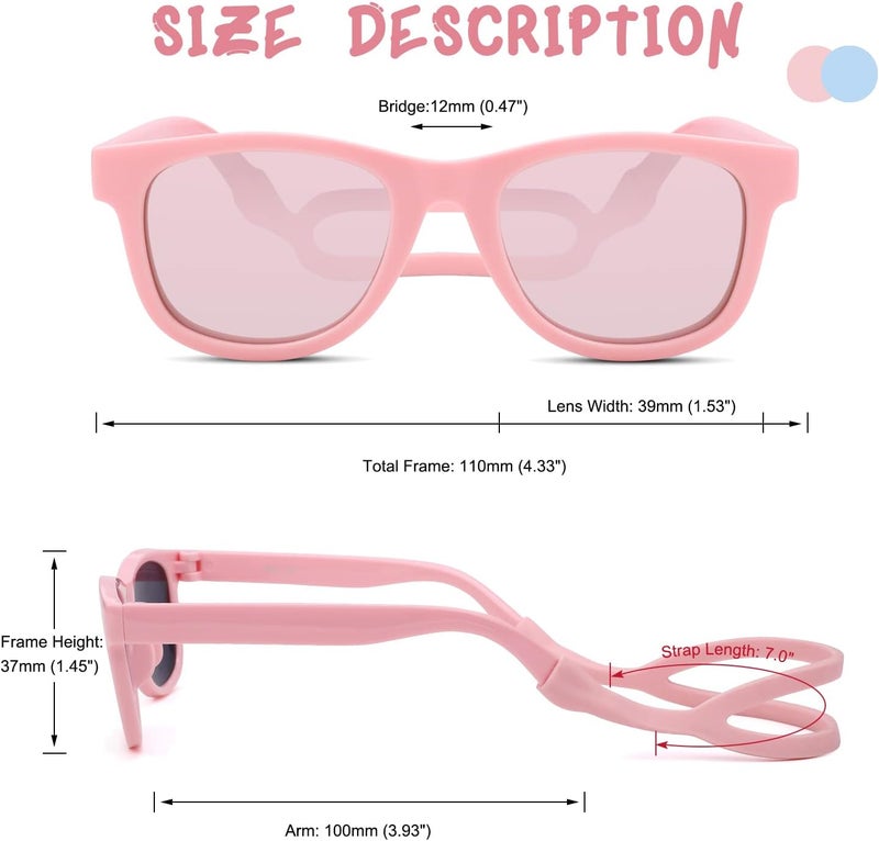 COASION Bendable Flexible Polarized Newborn Baby Sunglasses with Silicon Strap for Infant Boys Girls Age 0-12 Months CA9042 - Image 5